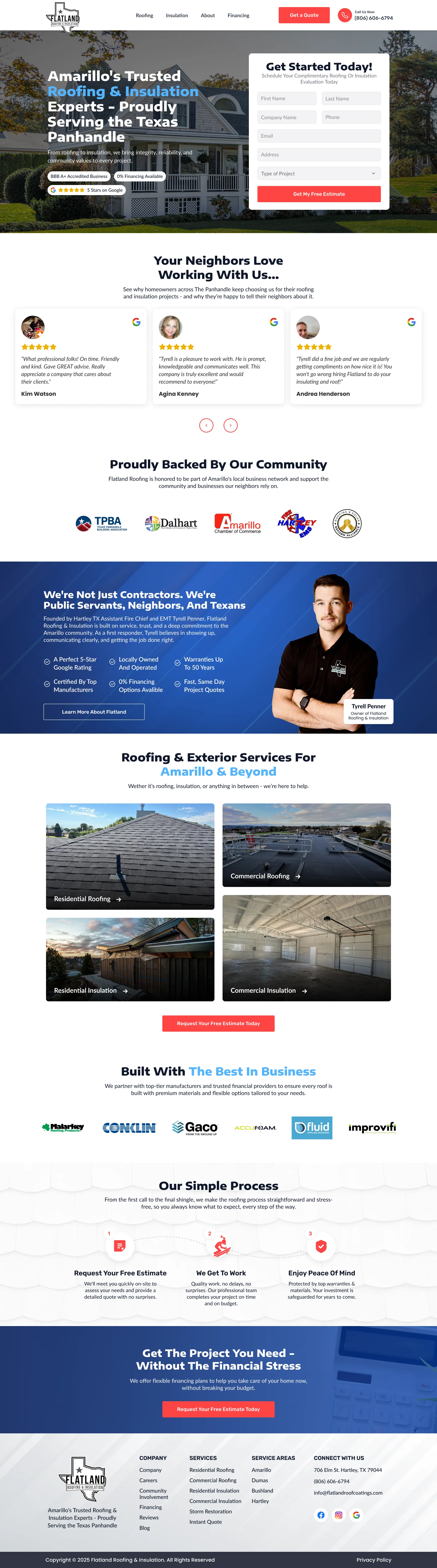 Flatland Roofing website